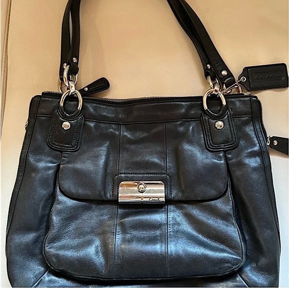 Black Leather Coach Handbag
